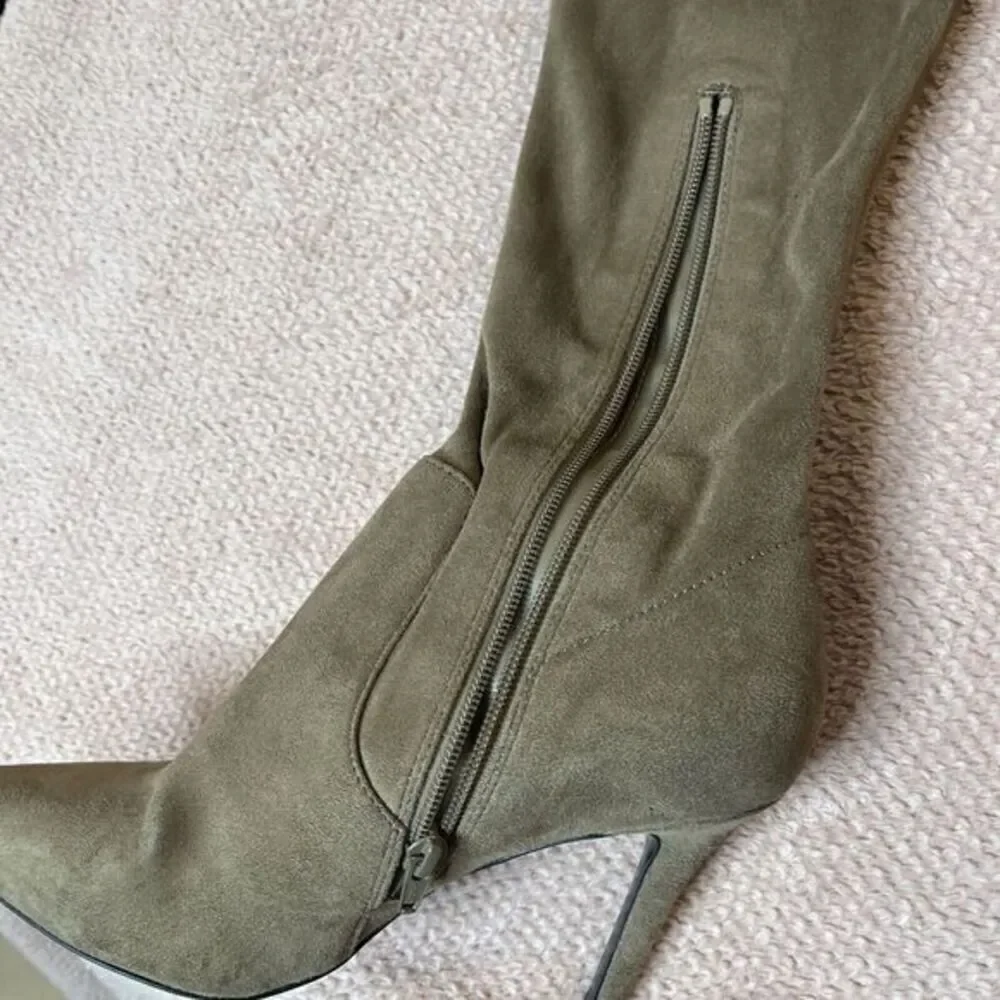ALDO Asteille Over the Knee High Heel Boots Brown Suede Sexy Size Zipper Woman 9